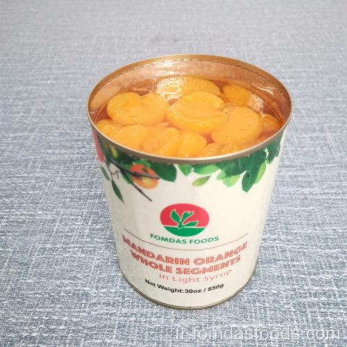 Producteur de fruits d'agrumes en conserve orange en sirop 850g / 30oz